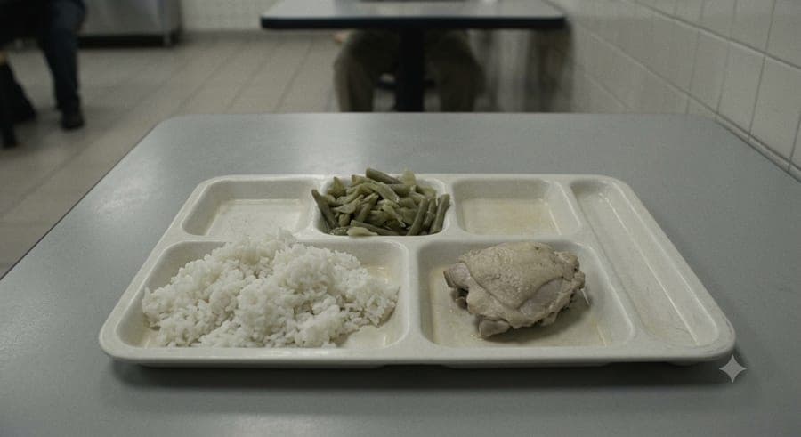 Bland cafeteria tray